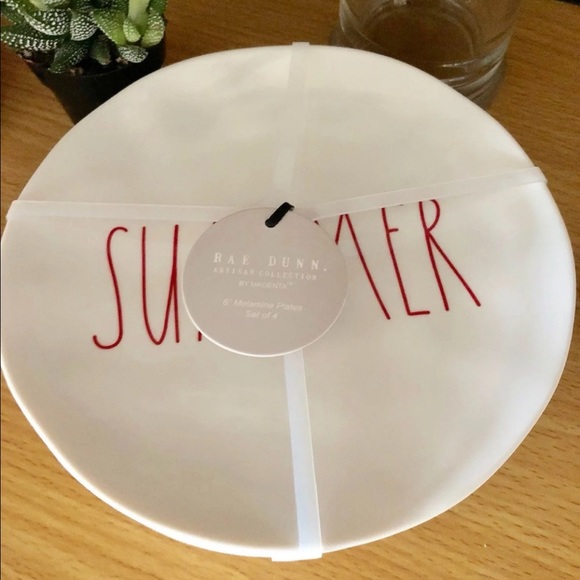 NWT RAE DUNN 4 Melamine Plates “SUMMER BBQ” - Picture 3 of 10